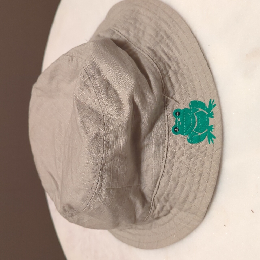 Infant Beige Bucket Hat with Strap